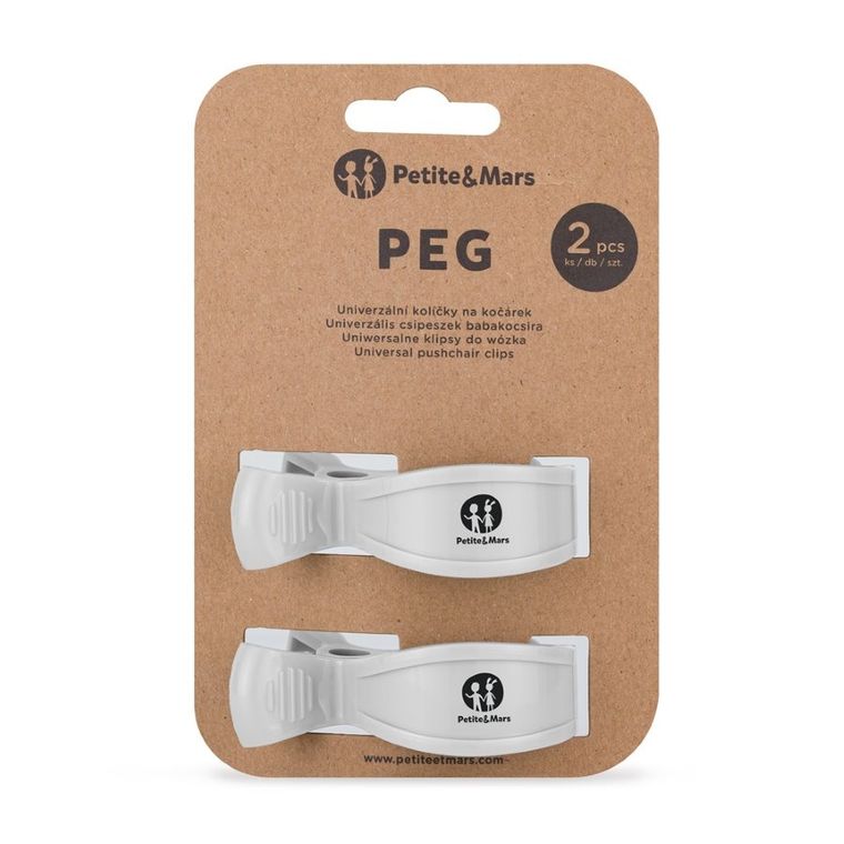 Petite&Mars, klipsy do wózka Peg, białe, 2 szt.