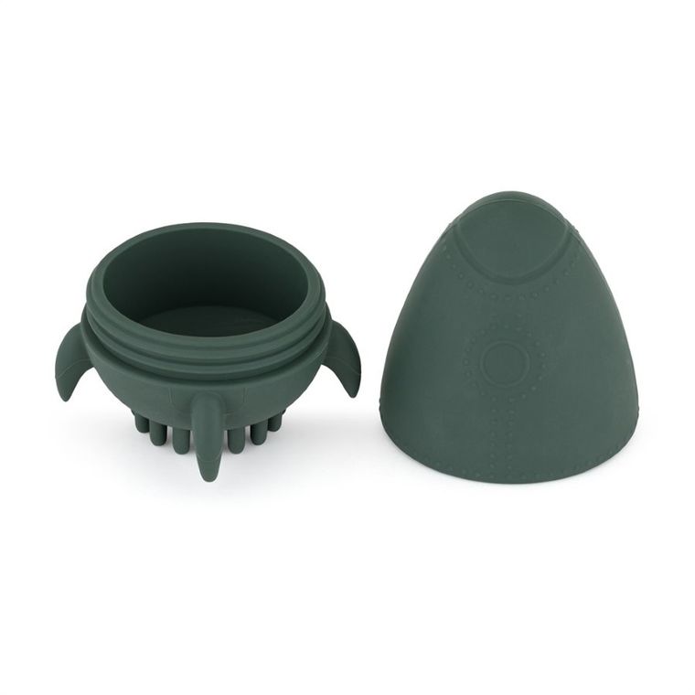 Petite&Mars, Splashy Rocket, silikonowa zabawka kąpielowa ze szczotką, misty green, 6m+