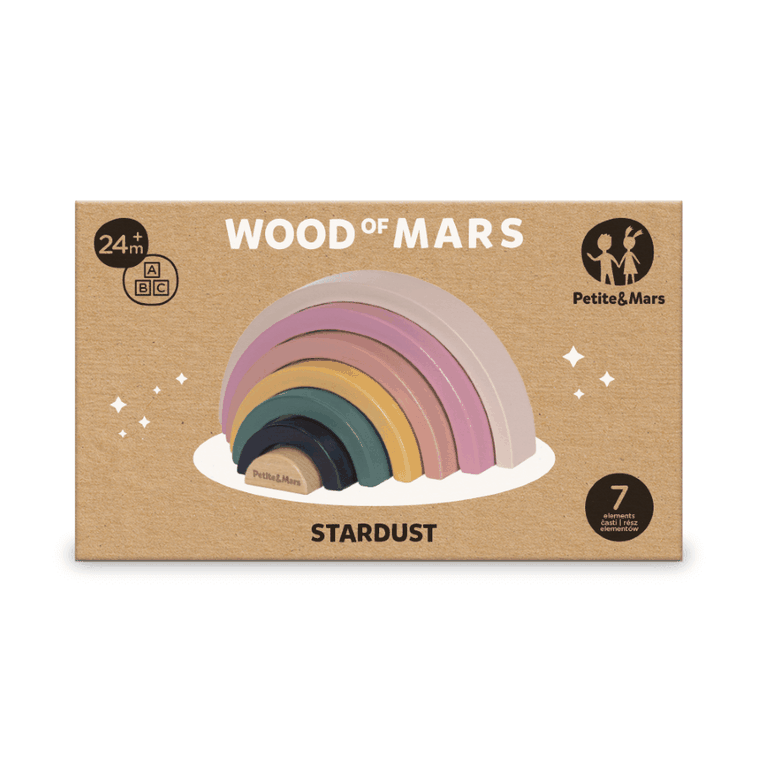 Petite&Mars, Stardust Wood of Mars, drewniana tęcza, układanka, Aurora Pink