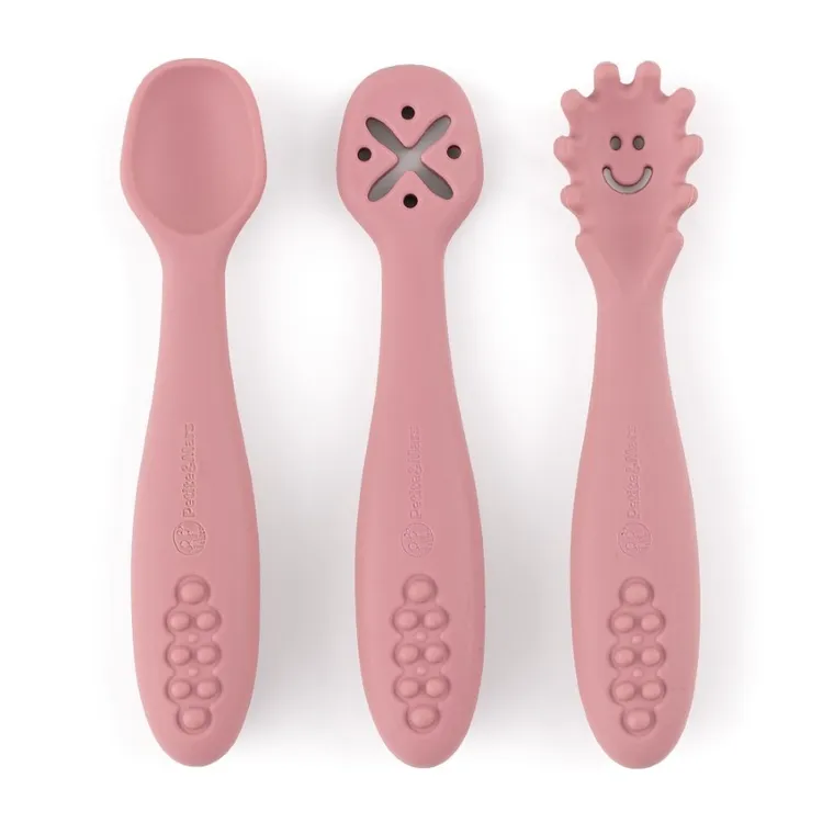Petite&Mars, Take&Match, silikonowe łyżeczki, Dusty Rose, 6m+, 3 szt.
