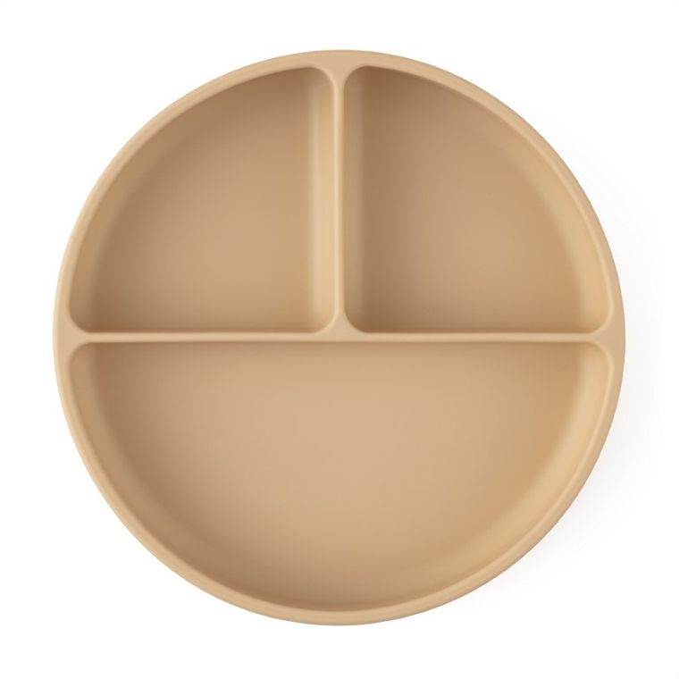 Petite&Mars, Take&Match, silikonowy talerzyk z przegródkami, okrągły, Desert Sand, 6m+