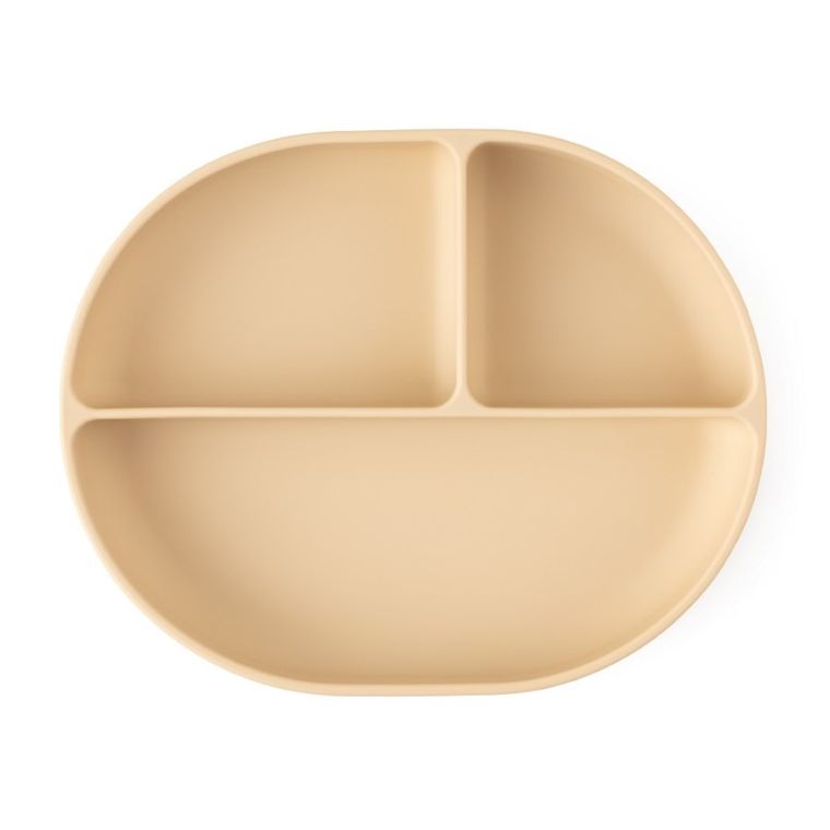 Petite&Mars, Take&Match, silikonowy talerzyk z przegródkami, owalny, Desert Sand, 6m+