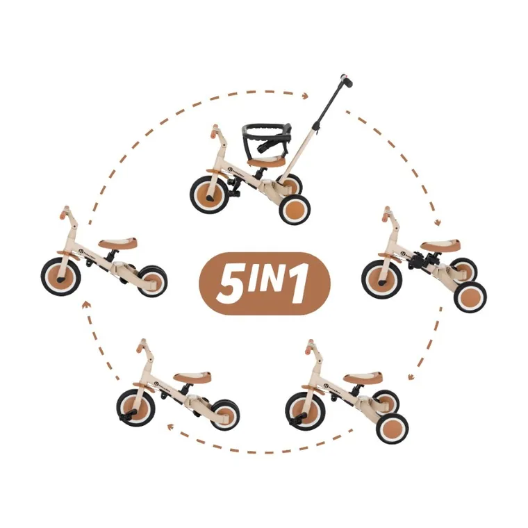 Petite&Mars, Turbo, rowerek trójkołowy 5w1, Desert Sand