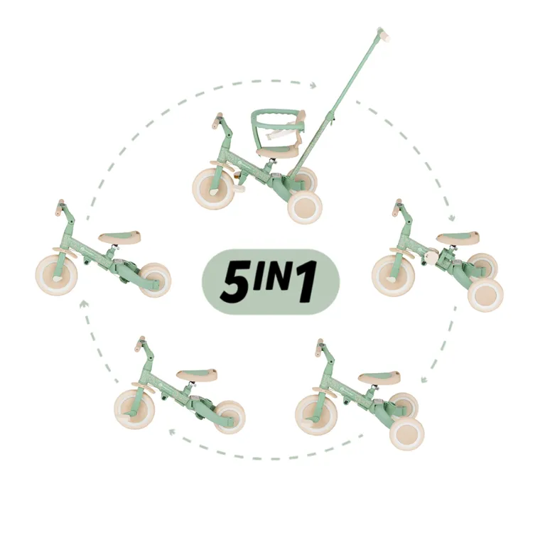 Petite&Mars, Turbo, rowerek trójkołowy 5w1, Green Twist