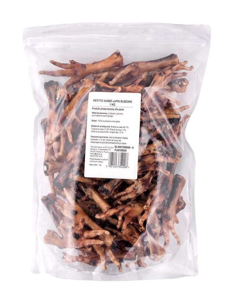Petitto, kurze łapki suszone, przysmak dla psa, 1kg