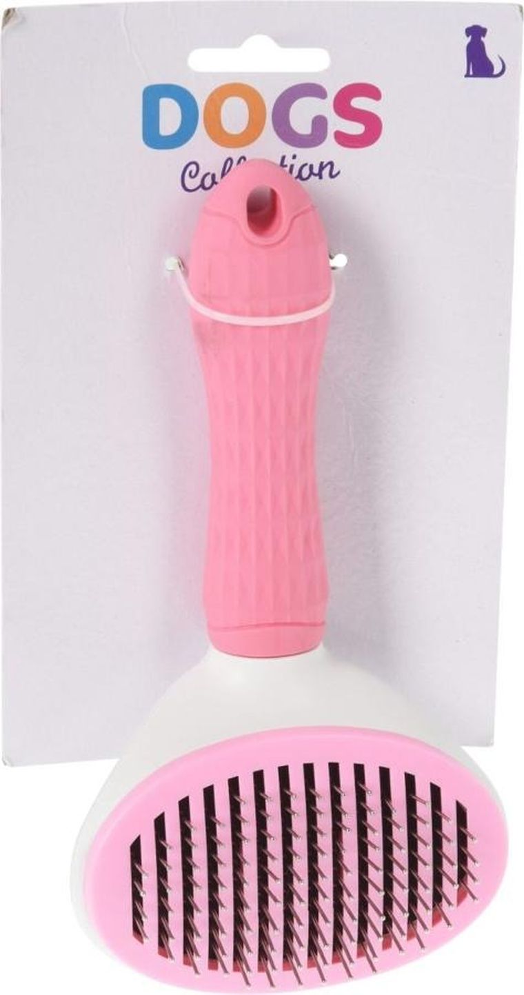 Pets Collection, szczotka dla psa i kota, samoczyszcząca, różowa