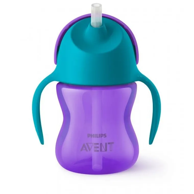 Philips Avent, kubek z giętką słomką, fioletowy, 9m+, 200 ml