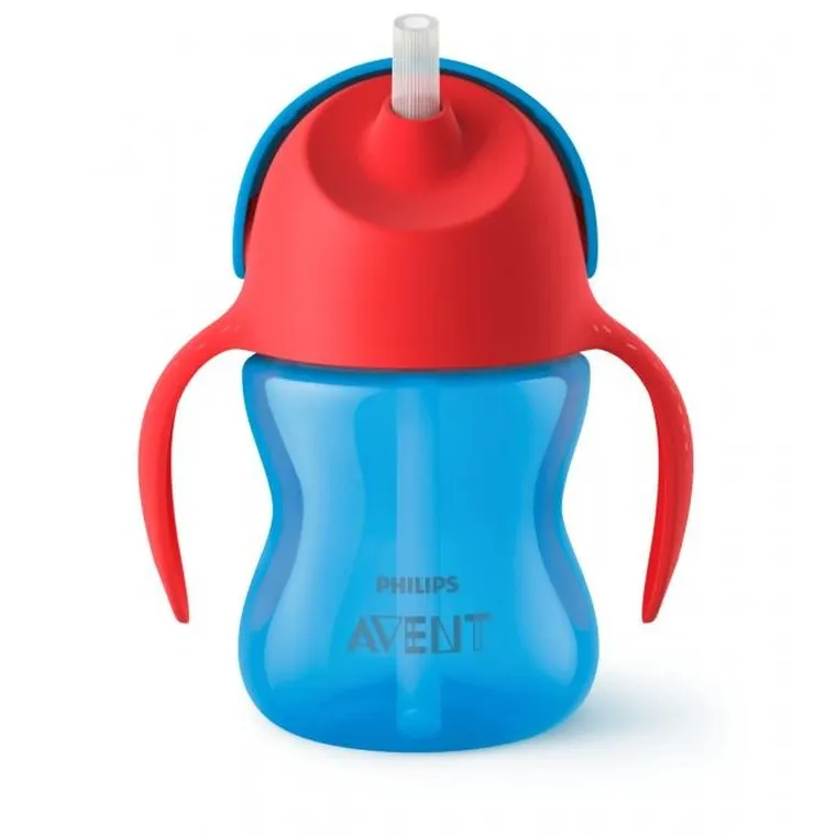 Philips Avent, kubek z giętką słomką, niebieski, 9m+, 200 ml