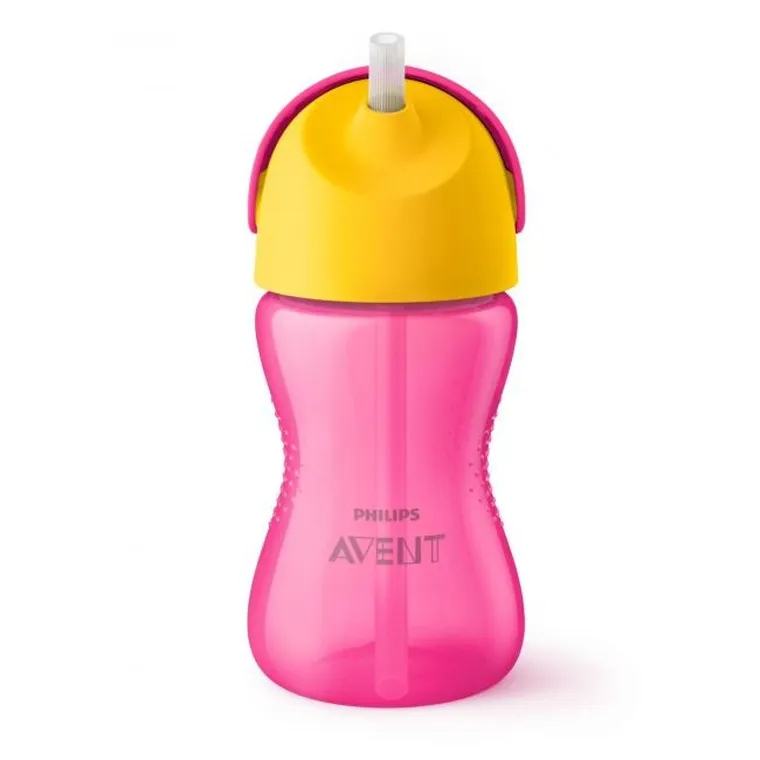 Philips Avent, kubek z giętką słomką, różowy, 12m+, 300 ml