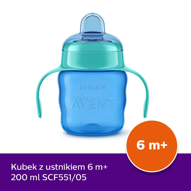 Philips Avent, kubek z ustnikiem, niebieski, 6m+, 200 ml