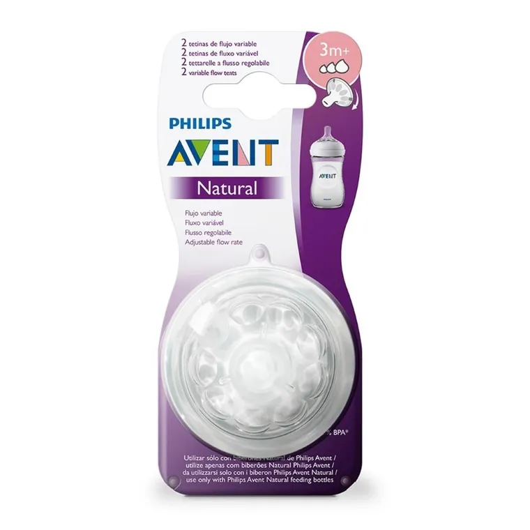 Philips Avent, Natural 2.0, smoczek o regulowanym przepływie, trójprzepływ, 3m+, 2 szt.