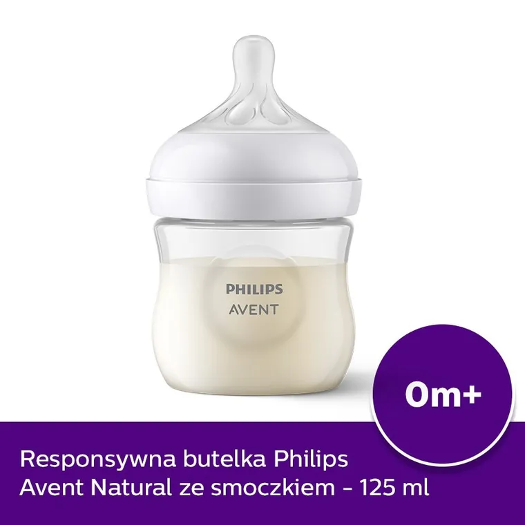 Philips Avent, Responsywne Butelki Natural, butelka, 0m+, 125 ml