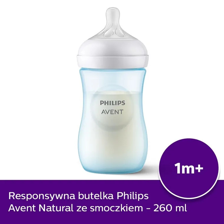 Philips Avent, Responsywne Butelki Natural, butelka, niebieska, 260 ml