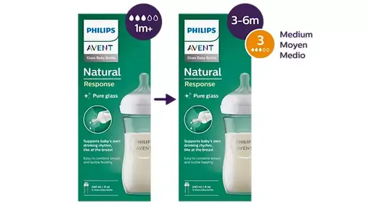 Philips Avent, Responsywne Butelki Natural, szklana butelka, 240 ml