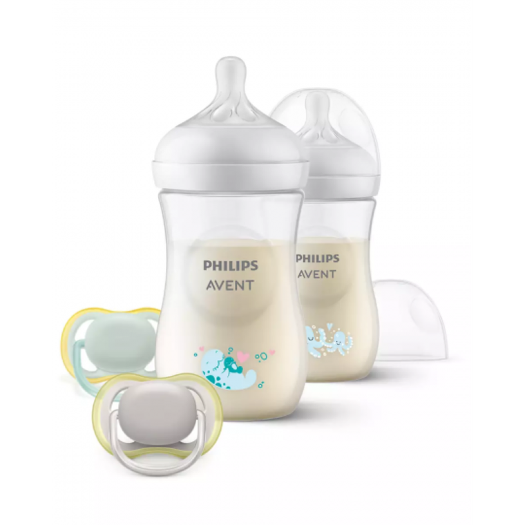 Philips Avent, Responsywne Butelki Natural, zestaw, 2x butelka 260 ml + 2x smoczek 0-6m