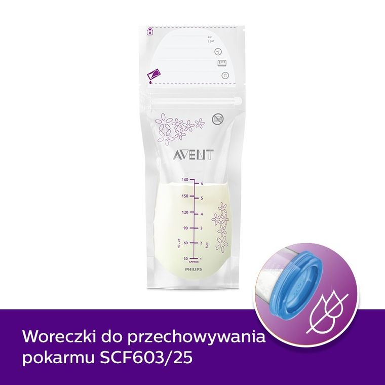 Philips Avent, torebki do przechowywania pokarmu, 180 ml, 25 szt.