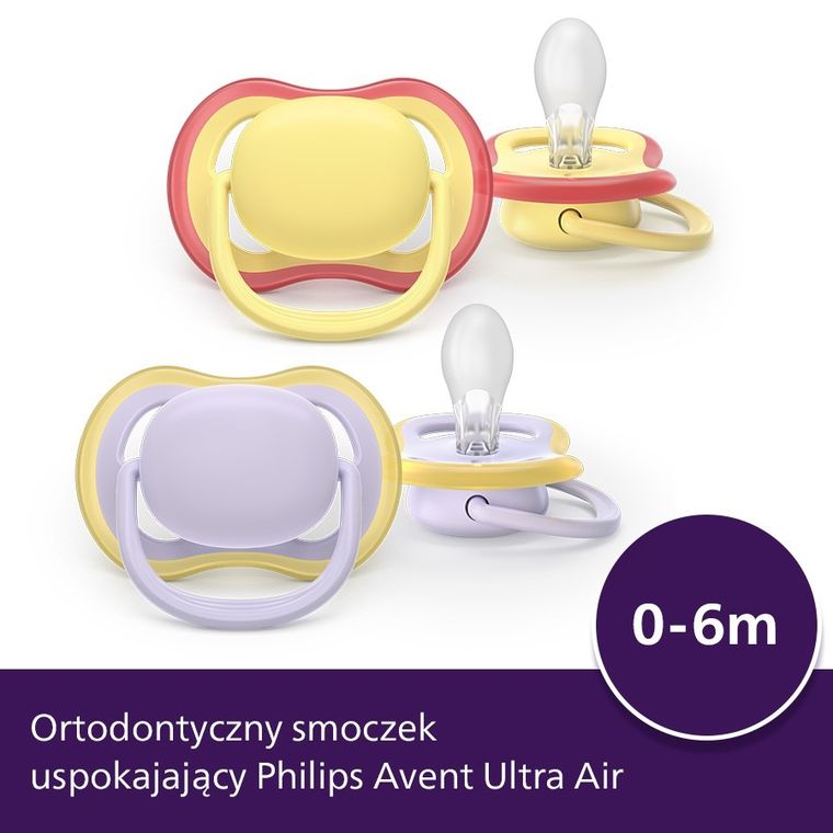 Philips Avent, Ultra Air, smoczek ortodontyczny, 0-6 m 2 szt.
