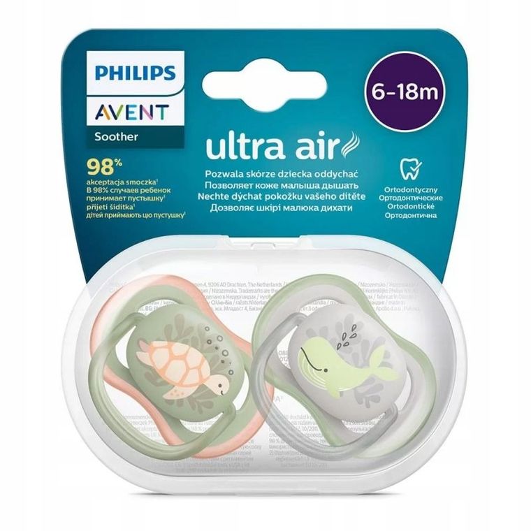 Philips Avent, Ultra Air, smoczek uspokajający, boy, 6-18m, 2 szt.