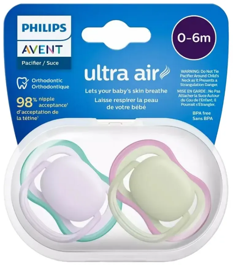 Philips Avent, Ultra Air, smoczek uspokajający, girl, 0-6m, 2 szt.
