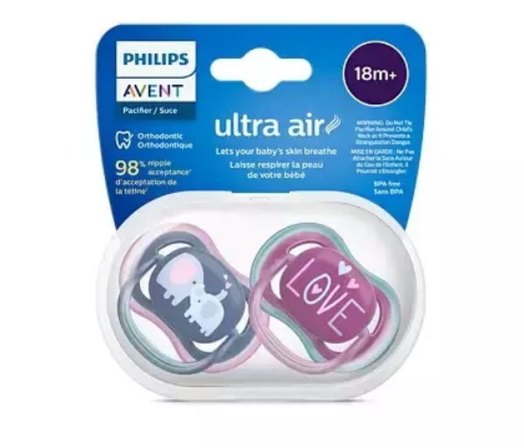 Philips Avent, Ultra Air, smoczek uspokajający, girl, 18m+, 2 szt.