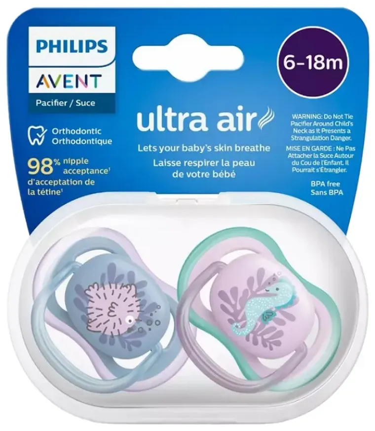 Philips Avent, Ultra Air, smoczek uspokajający, girl, 6-18m, 2 szt.