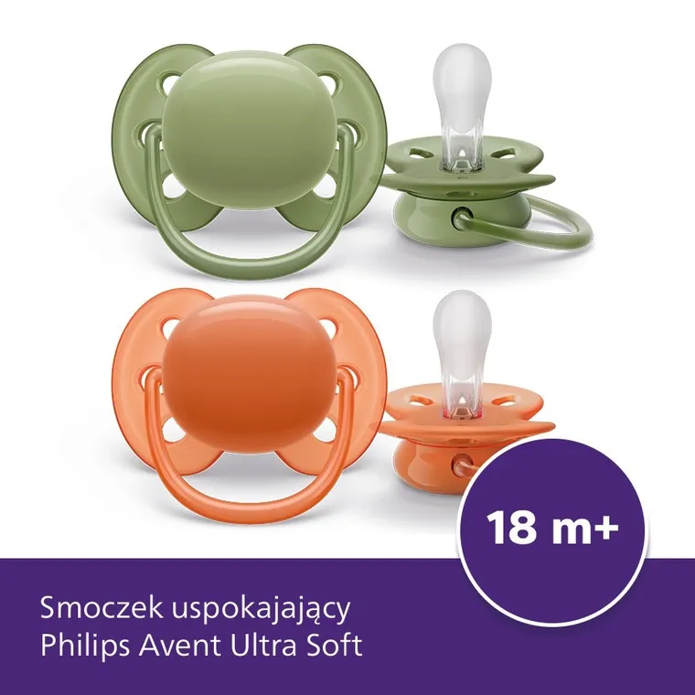 Philips Avent, Ultra Soft, smoczek uspokajający, 18m+, 2 szt.