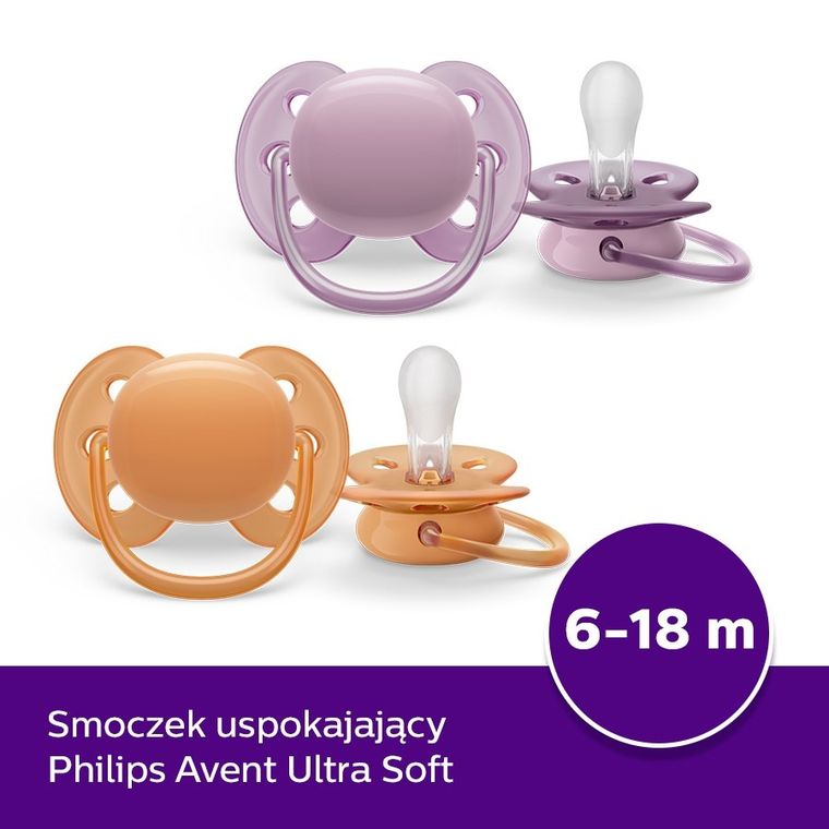 Philips Avent, Ultra Soft, smoczek uspokajający, 6-18m, 2 szt.
