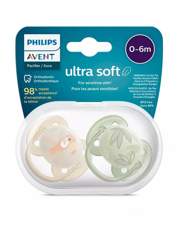 Philips Avent, Ultra Soft, smoczek uspokajający, boy, 0-6m