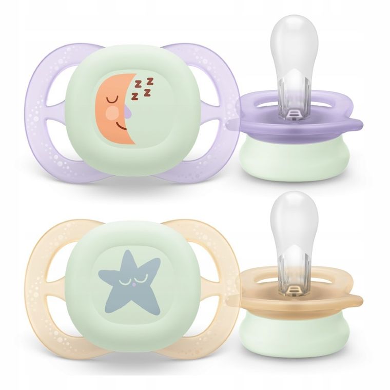 Philips Avent, Ultra Start Nighttime, smoczek uspokajający, 0-2m, 2 szt.