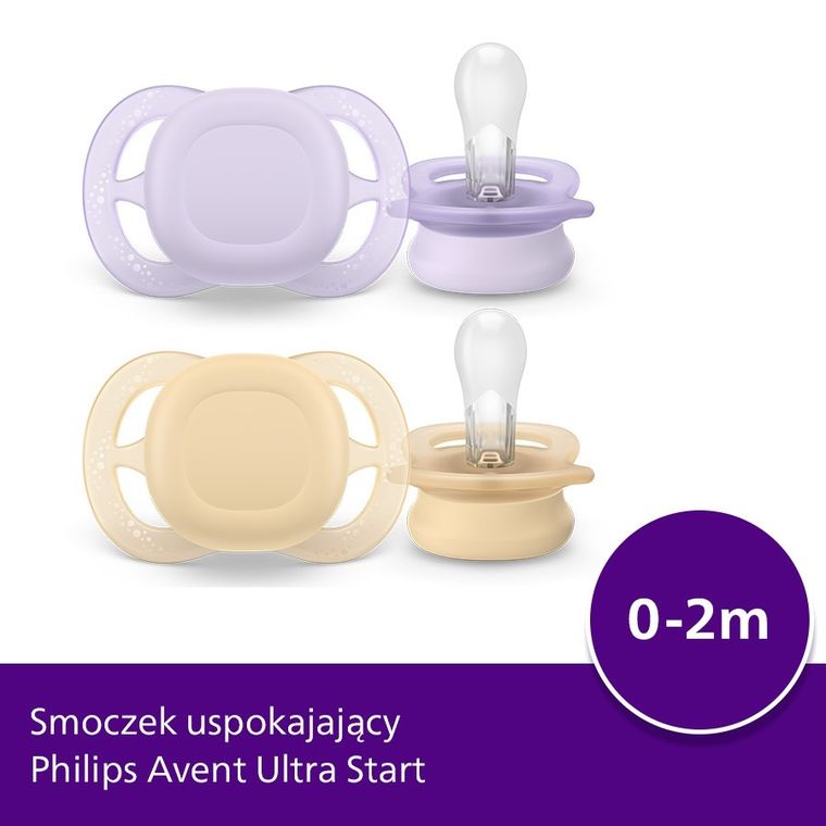 Philips Avent, Ultra Start, smoczek ortodontyczny, 0-2 m, 2 szt.