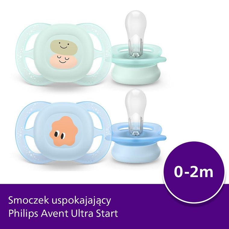 Philips Avent, Ultra Start, smoczek ortodontyczny, 0-2 m, 2 szt.