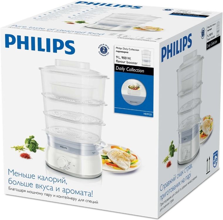 Philips, parowar, HD9125/90, 9 l, biały