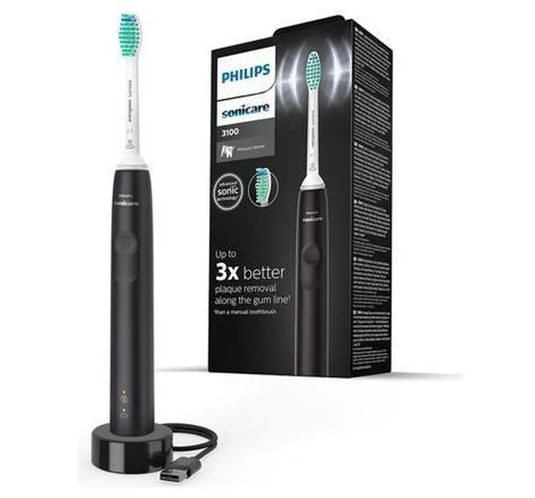 Philips Sonicare 3100, szczoteczka soniczna do zębów, czarna