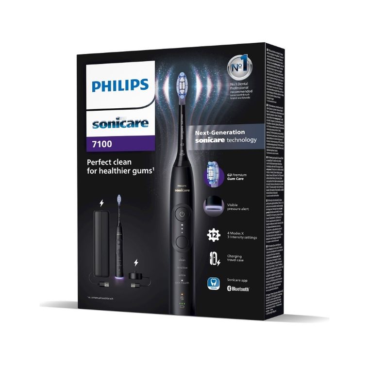 Philips, Sonicare 7100, szczoteczka soniczna z etui, czarna, HX7421/01