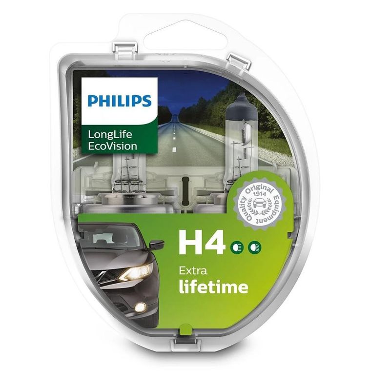 Philips, żarówka halogenowa, H4 LongLife EcoVision, 12V, 60/55W, 2 szt.