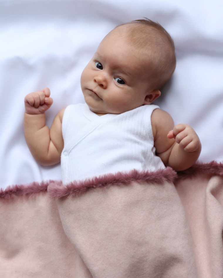 Piapimo, kocyk z bawełny organicznej, różowy, 75-100 cm