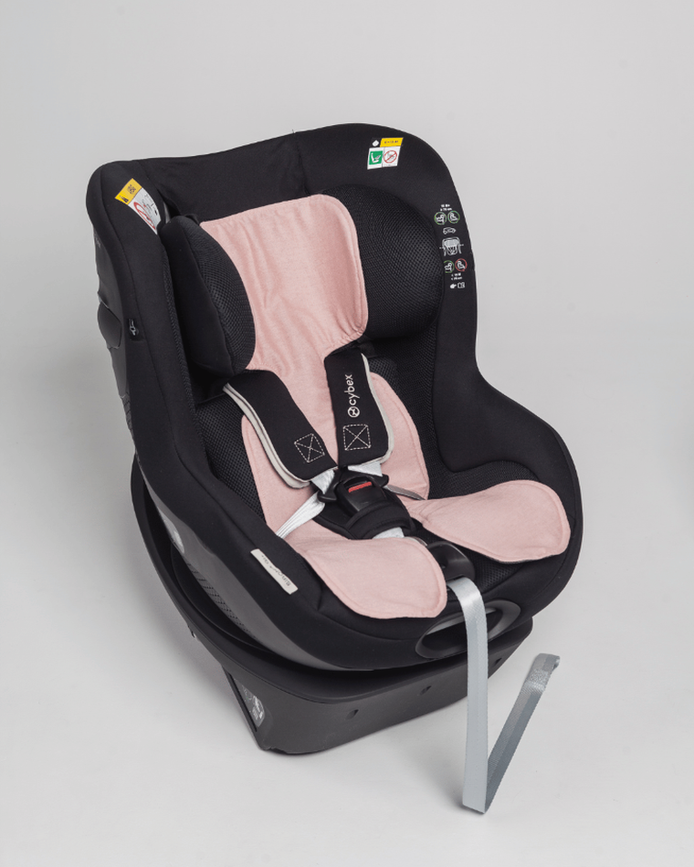 Piapimo, lniana wkładka antypotowa do fotelika samochodowego, róż, 9-18 kg