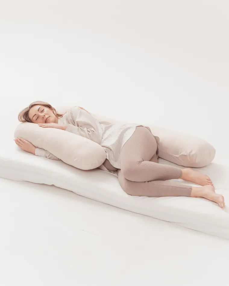 Piapimo, poduszka ciążowa do spania, typ 7, jersey, piaskowa