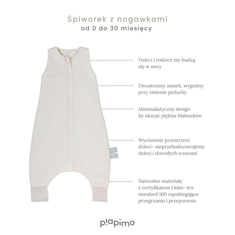 Piapimo, śpiworek z nogawkami, TOG 1.0, piaskowy