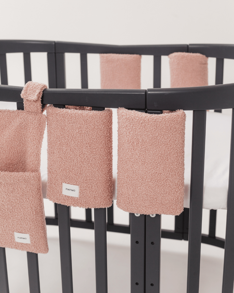 Piapimo, Teddy, ochraniacze modułowe na łóżeczko, róż, 4 szt.