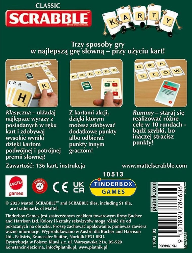 Piatnik, Scrabble Karty, karciana gra słowna