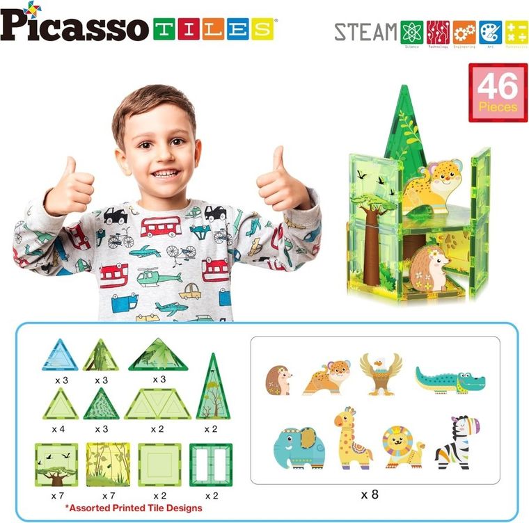 Picasso, Safari, klocki magnetyczne, 46 elementów
