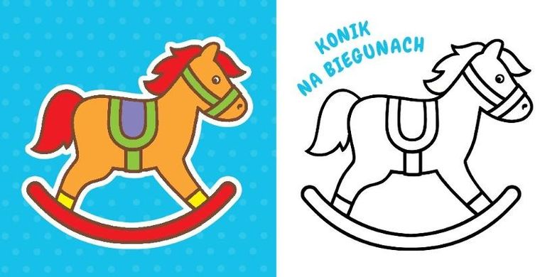 Pierwsza kolorowanka z rakietą. Gruby obrys