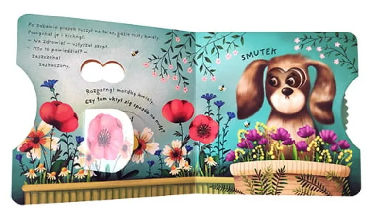 Piesek się nudzi. Baw się w kółko. Książeczka z okienkami