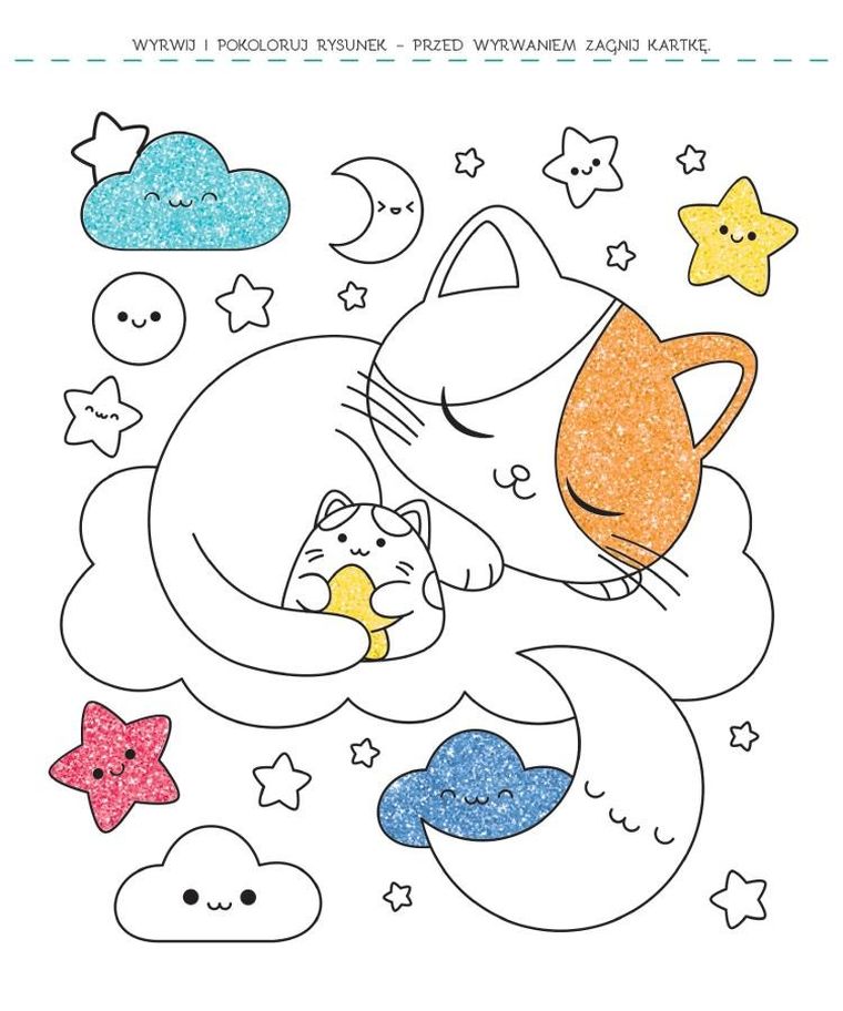 Pieski i kotki. Brokatowa kolorowanka