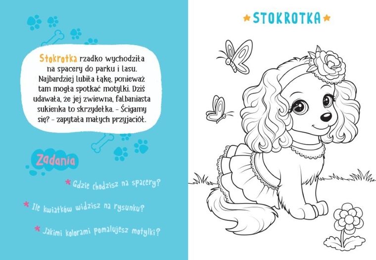 Pieski i kotki. Malowanka z farbkami i pędzelkiem