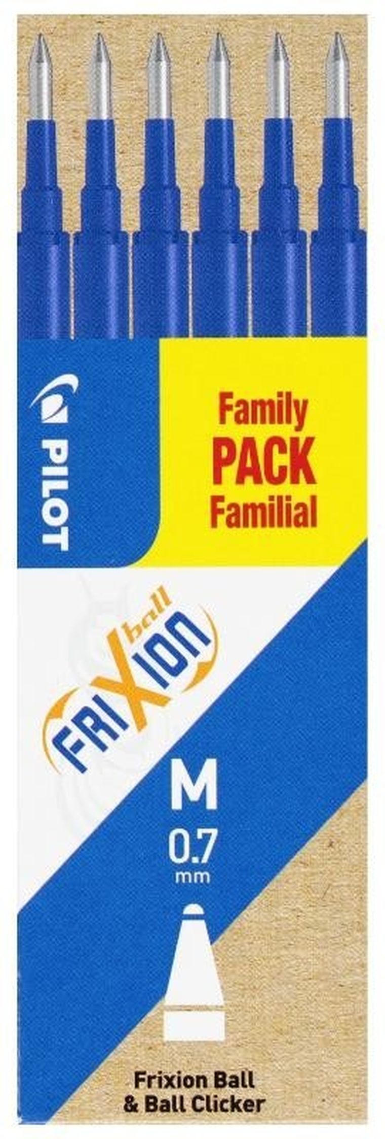 Pilot, Frixion, wkład do pióra, niebieski, 0,7 mm, 6 szt.