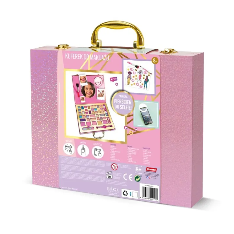 Pink It, Kuferek z kosmtykami do makijażu, zestaw z pierścieniem do selfie