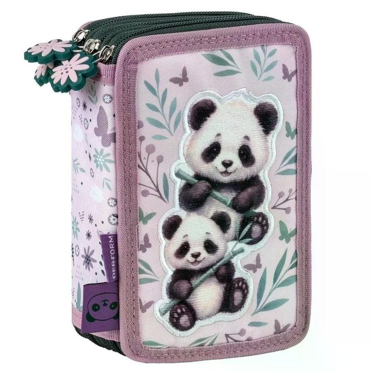 Piórnik rozkładany, 3 komorowy, z wyposażeniem, Panda