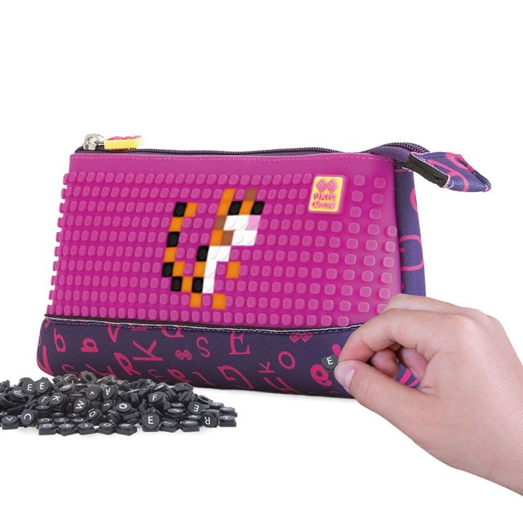Pixie Crew, Alfabet, neoprenowy piórnik saszetka, purpurowy panel